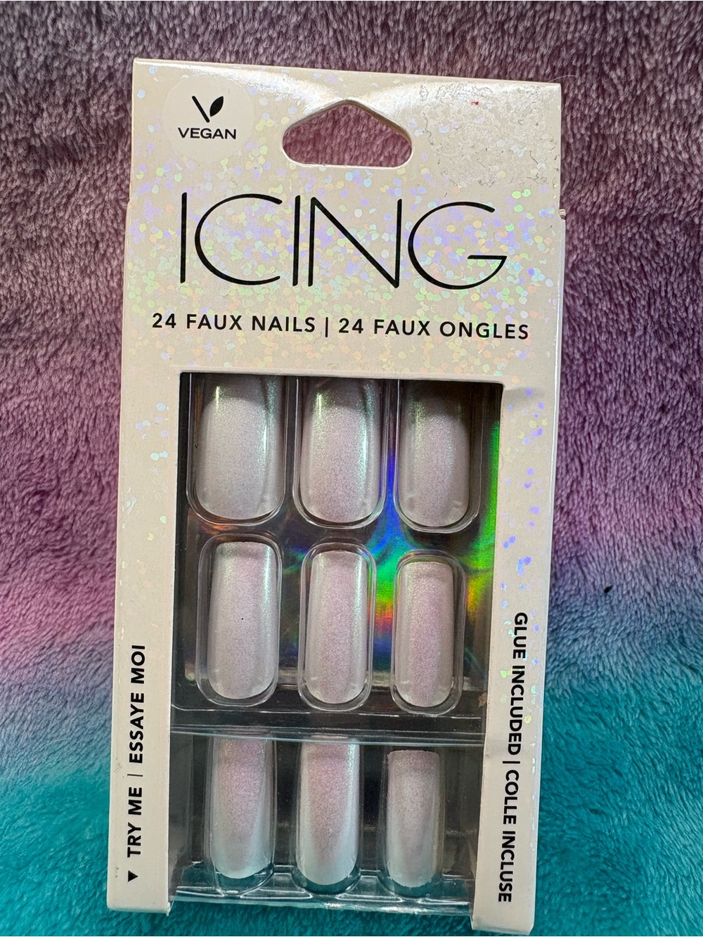 Icing Vegan Pearlescent Light Pink Faux Nails - 24 Pack